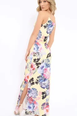 Rebellious Fashion Yellow Floral Print Maxi Dress - Karin