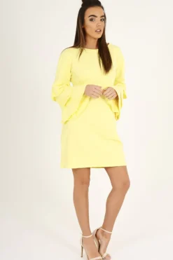 Rebellious Fashion Yellow Frilled Sleeve Swing Dress - Aaria
