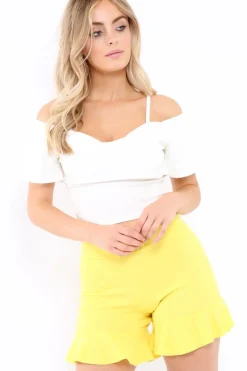 Rebellious Fashion Yellow Frill Shorts - Abi