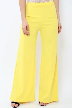 Rebellious Fashion Yellow High Waisted Flare Trousers - Kym