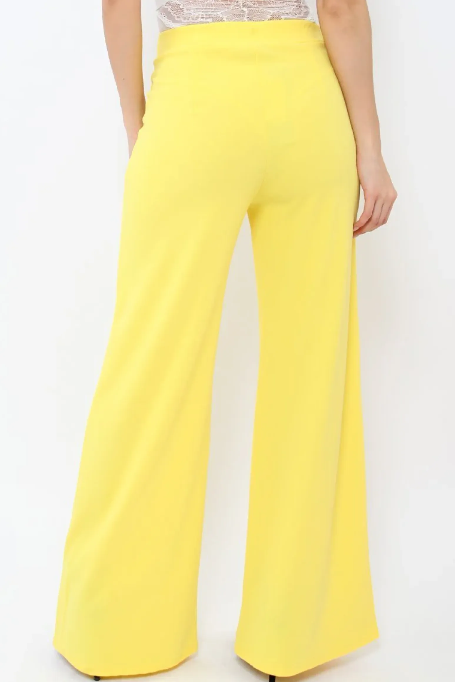 Rebellious Fashion Yellow High Waisted Flare Trousers - Kym