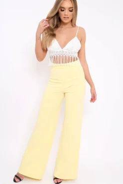 Rebellious Fashion Yellow High Waist Flare Trousers -Tisha