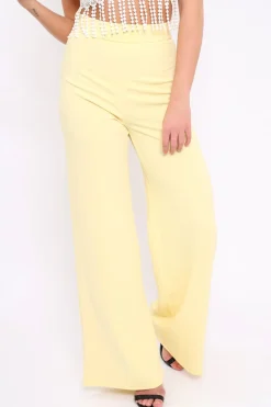 Rebellious Fashion Yellow High Waist Flare Trousers -Tisha