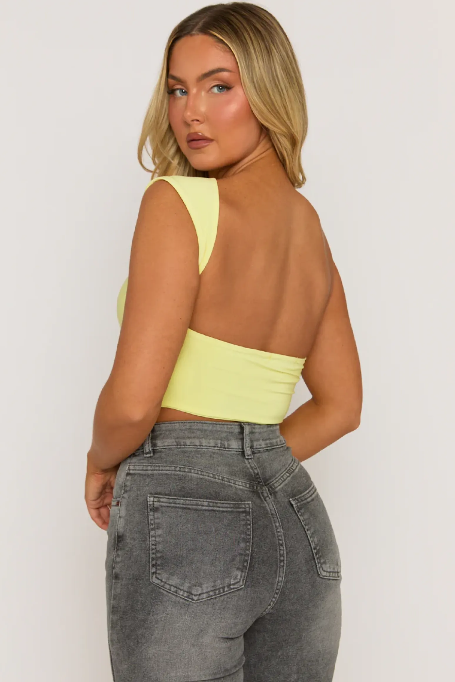 Rebellious Fashion Yellow Open Back Crop Top - Iona