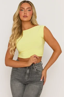 Rebellious Fashion Yellow Open Back Crop Top - Iona