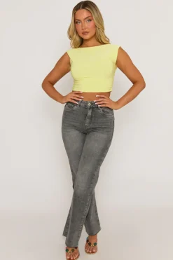 Rebellious Fashion Yellow Open Back Crop Top - Iona