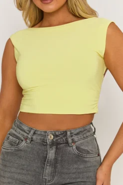 Rebellious Fashion Yellow Open Back Crop Top - Iona