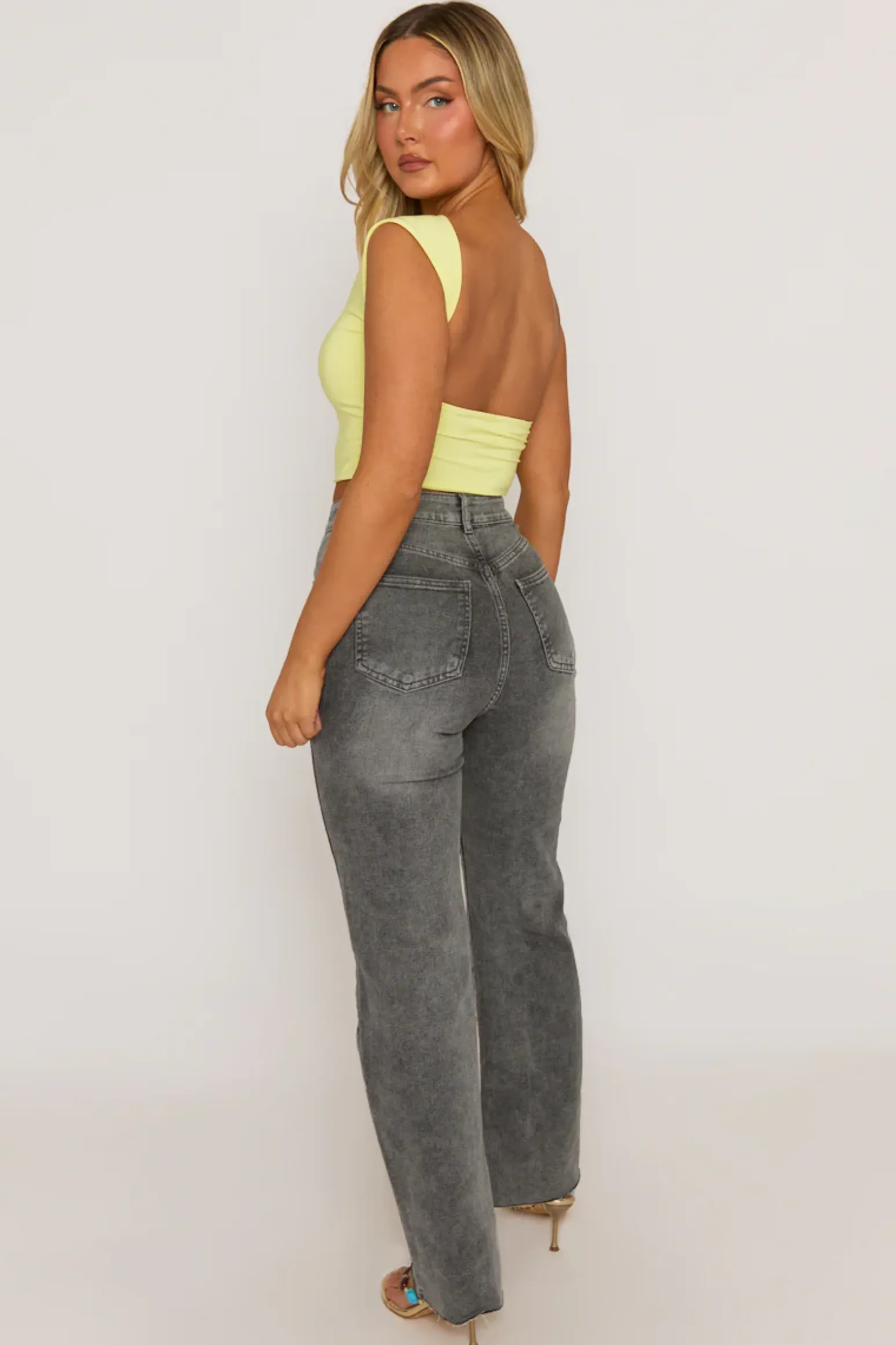 Rebellious Fashion Yellow Open Back Crop Top - Iona