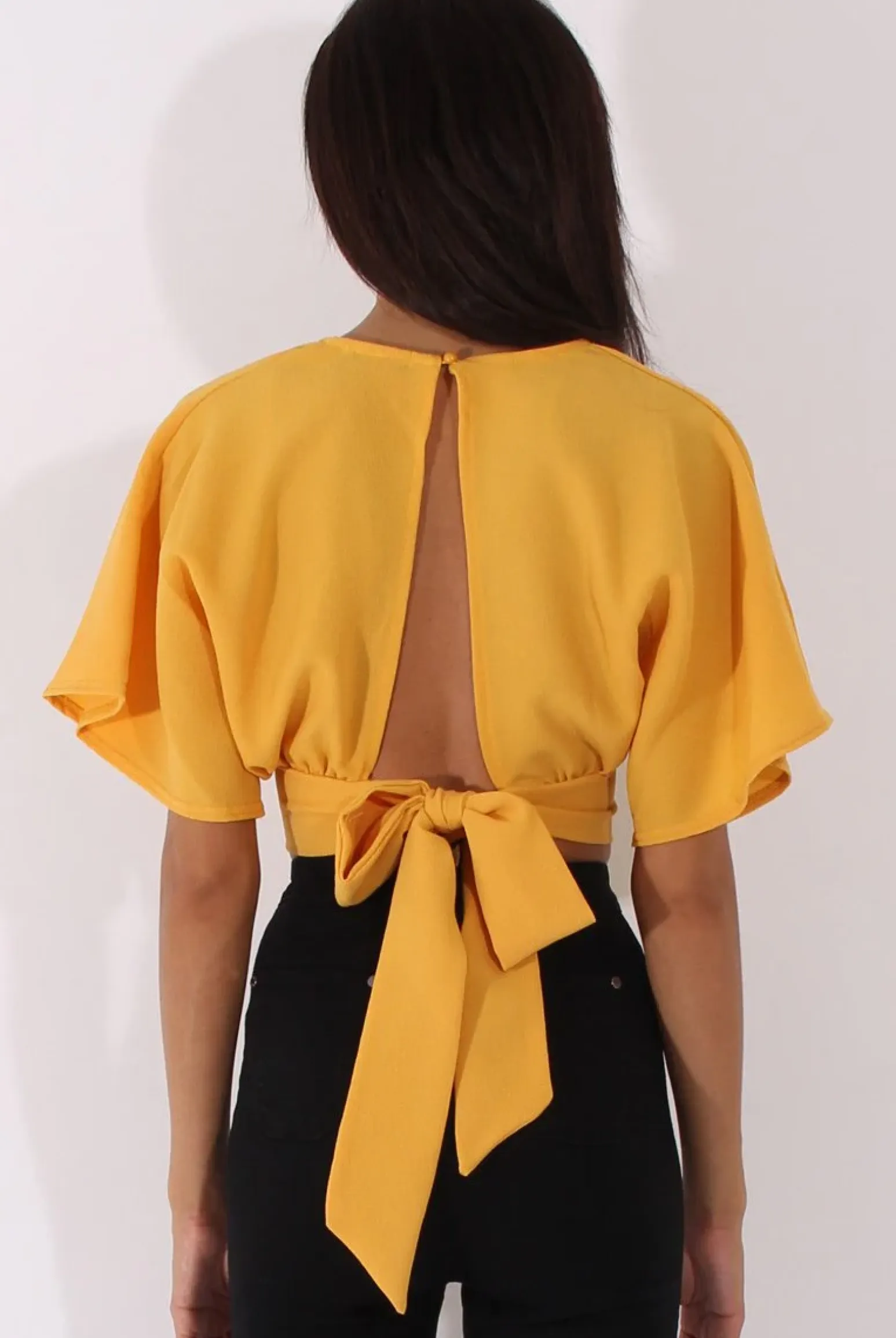 Rebellious Fashion Yellow Plunge Crop Top - Suzanne