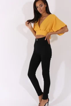 Rebellious Fashion Yellow Plunge Crop Top - Suzanne