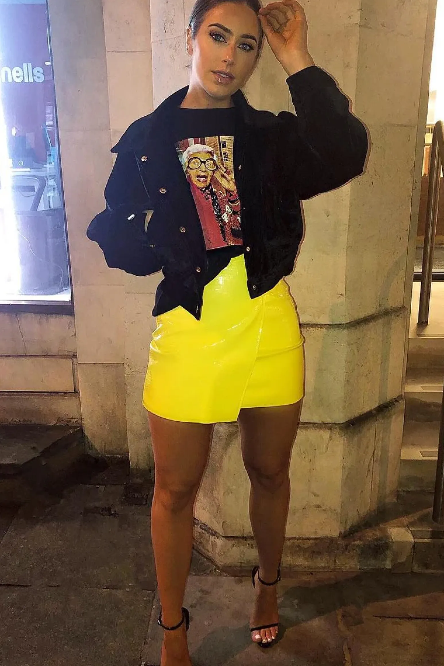 Rebellious Fashion Yellow PU Faux Croc Wrap Over Skirt - Enessa