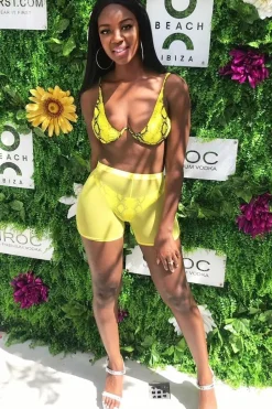 Rebellious Fashion Yellow Snake Print Underwire Bikini - Curie