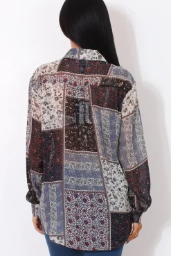 Rebellious Fashion Yuno Blue Paisley Print Shirt
