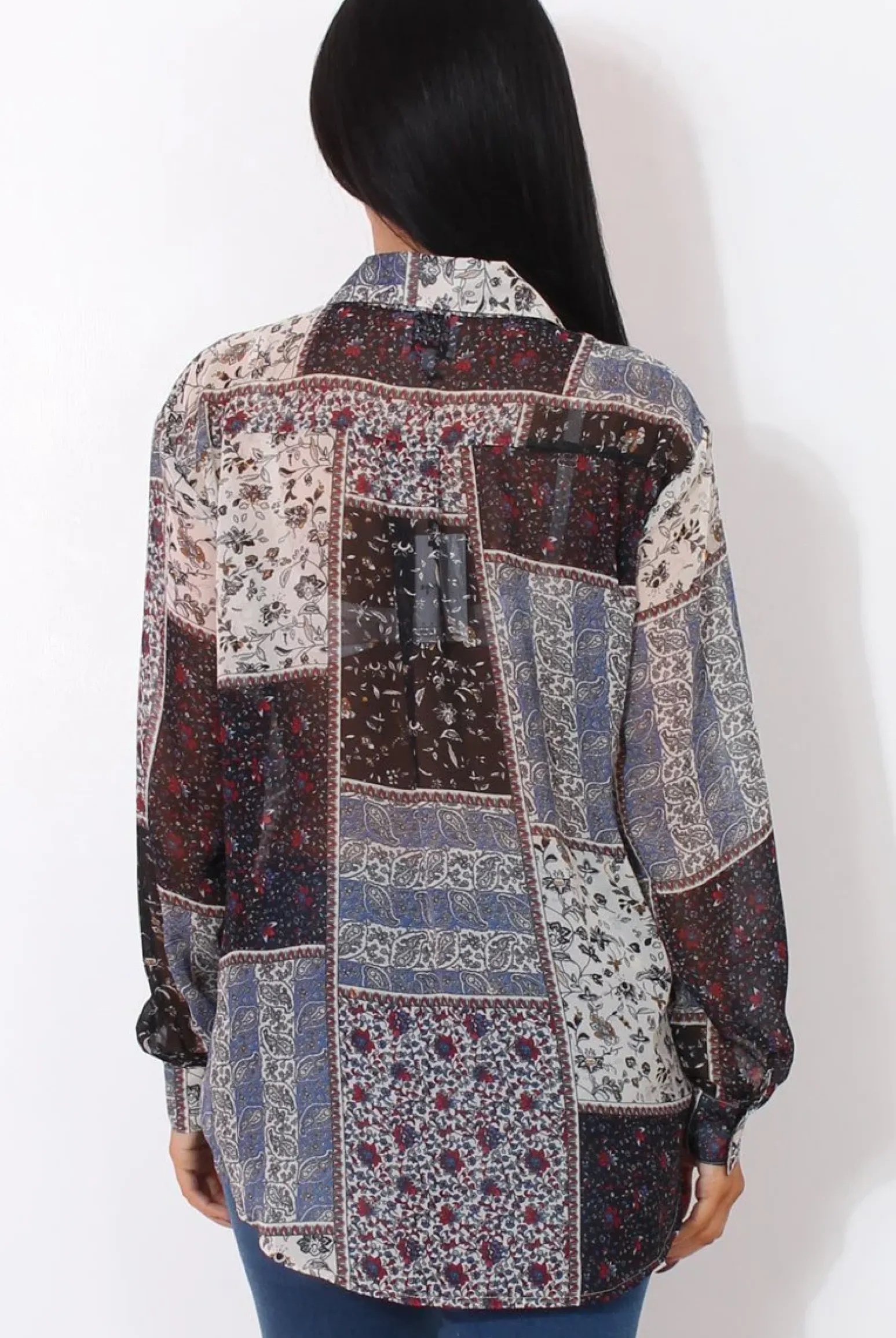 Rebellious Fashion Yuno Blue Paisley Print Shirt