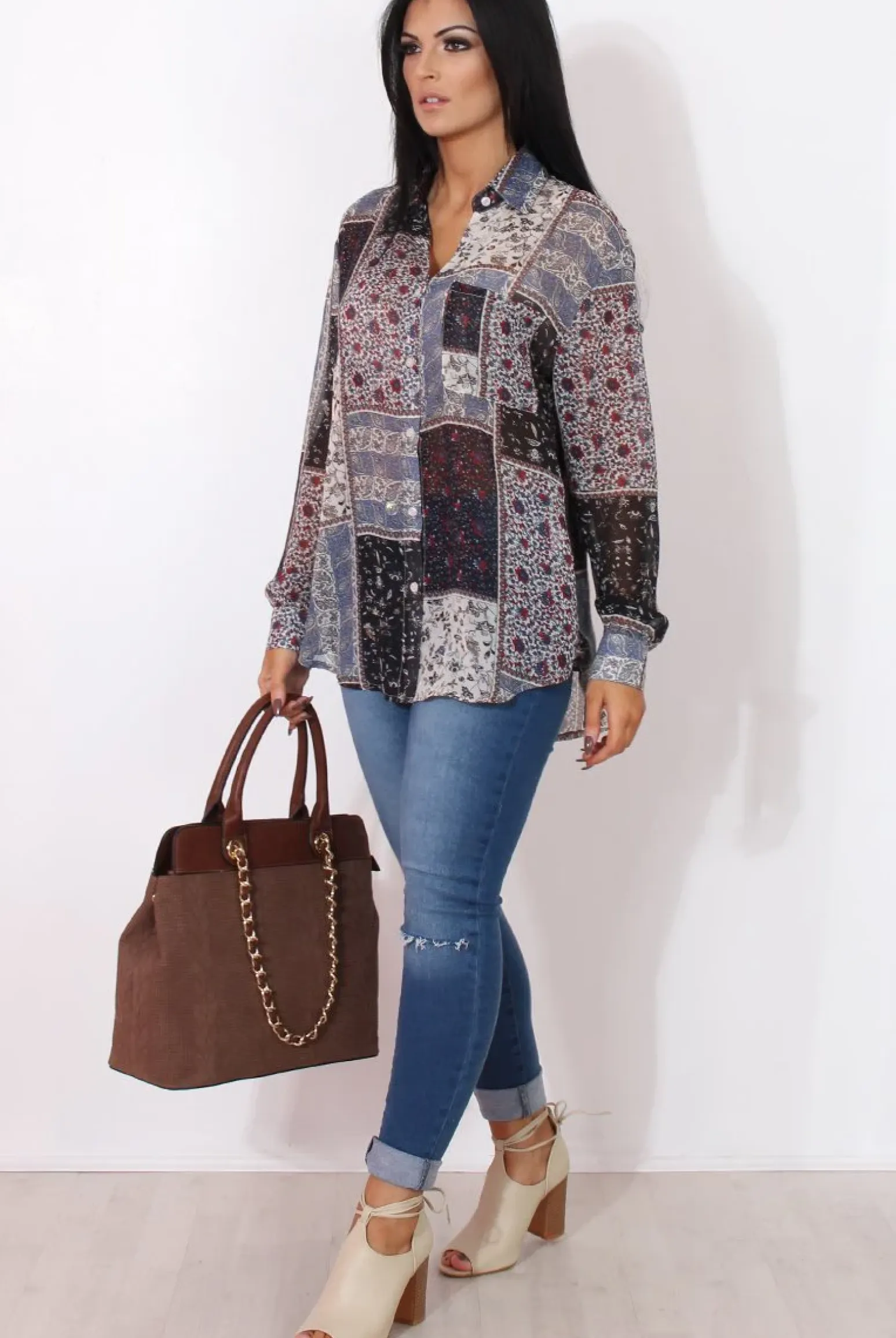Rebellious Fashion Yuno Blue Paisley Print Shirt