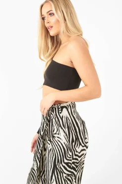 Rebellious Fashion Zebra Wrap Tie Side Satin Midi Skirt - Mailah